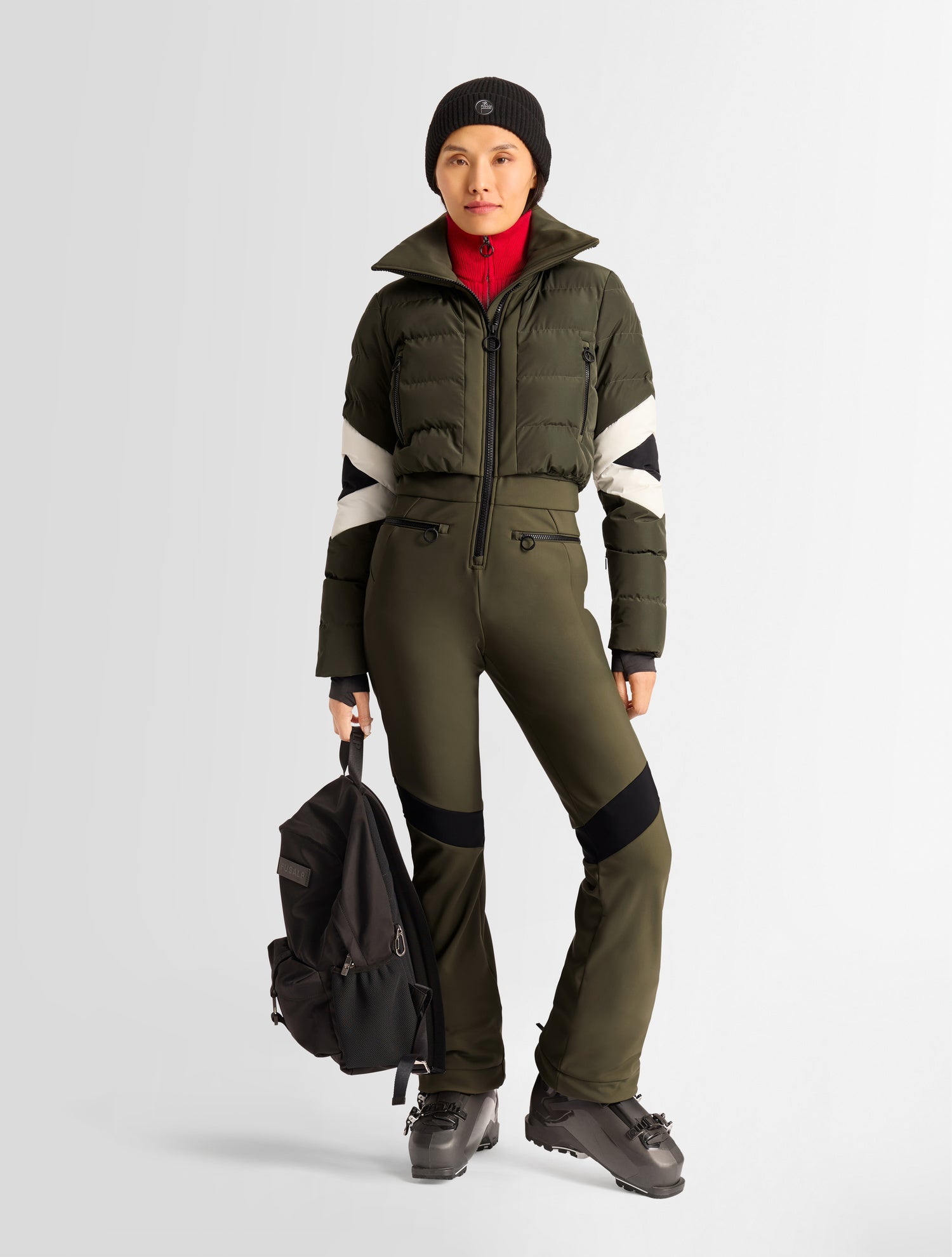 ムビチケ　スカイフォール Khaki Clarisse ski suit | Fusalp