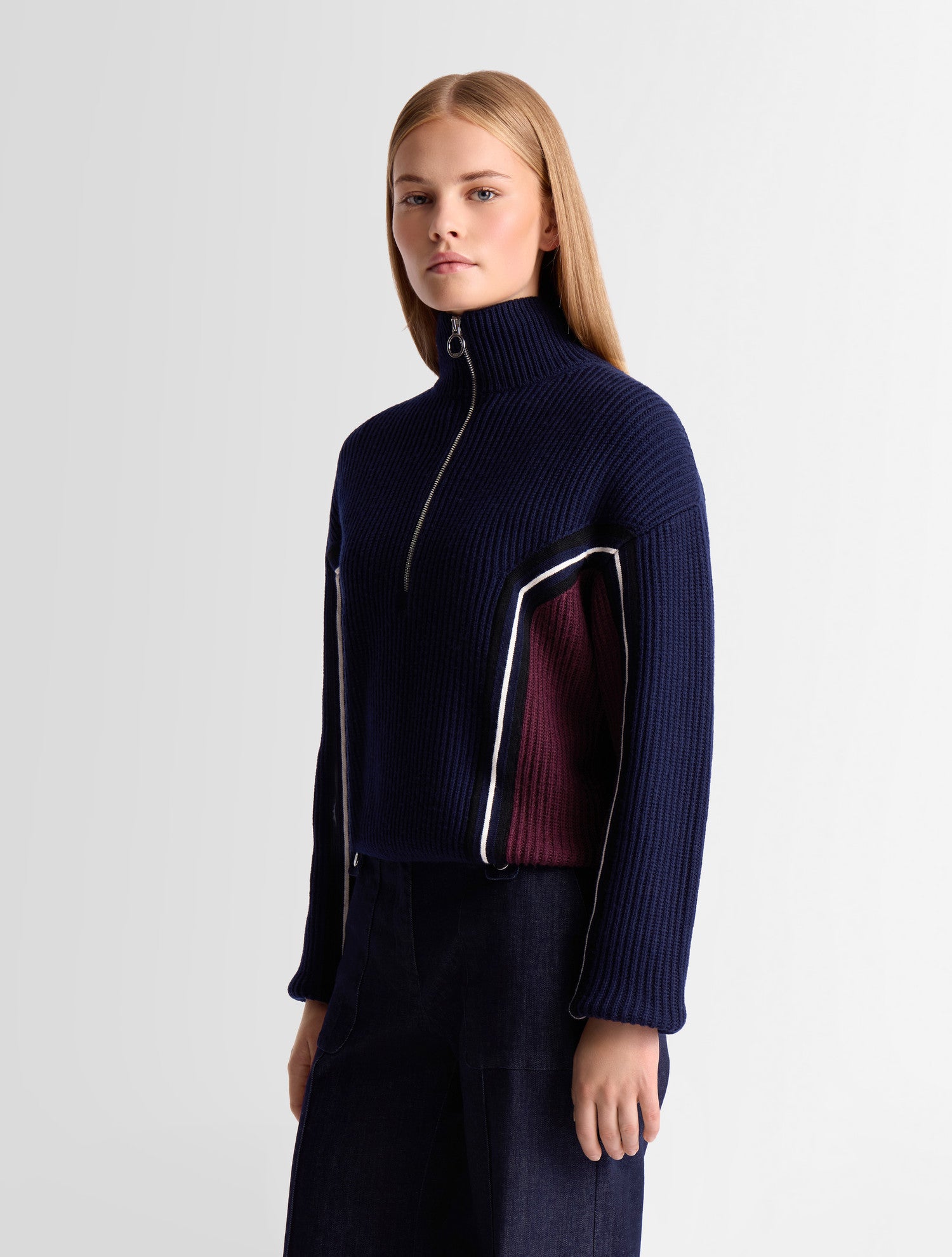 ファブール ネイビーのジレ Dark blue Mirala sweater | Fusalp