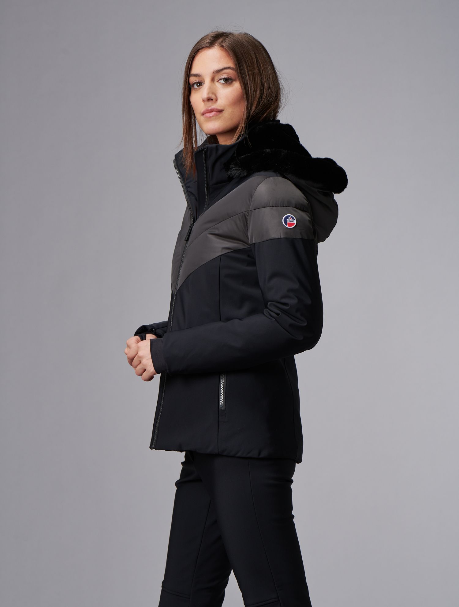 Veste Anne Futur : Veste de ski femme bicolore et chauffante à capuche