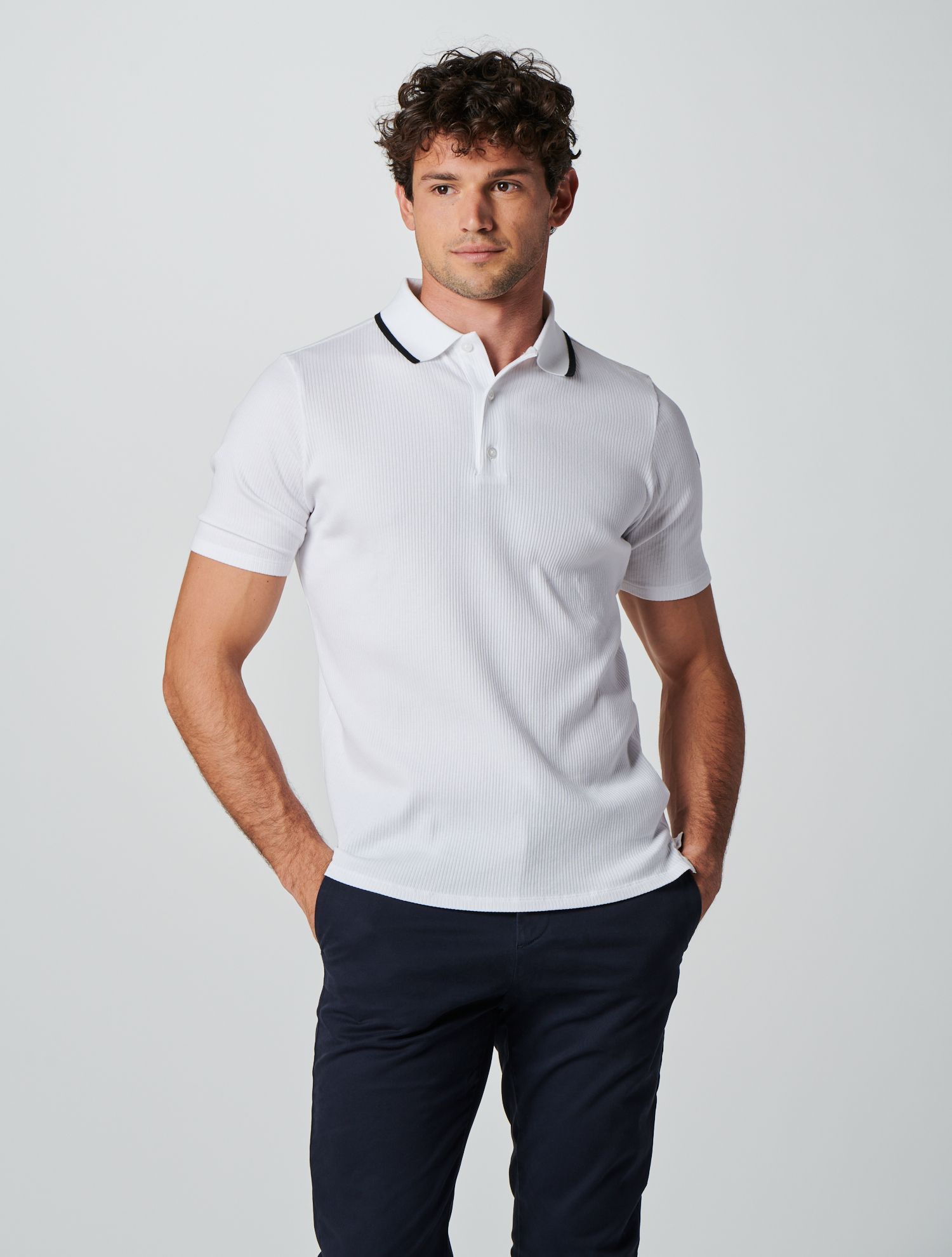Charles polo : Short-sleeved polo shirt with mother-of-pearl buttons