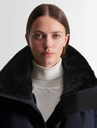 Synthetic fur-lined hood