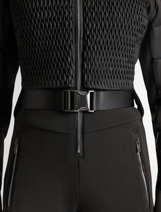 Belted adjustable waist, zippered hip pockets